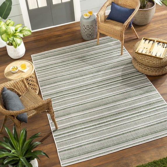 Mark&Day Area Rugs, 7x9 PAU Global Moss Green Area Rug, Green Carpet for Living Room, Bedroom or Kitchen (6'7" x 9')