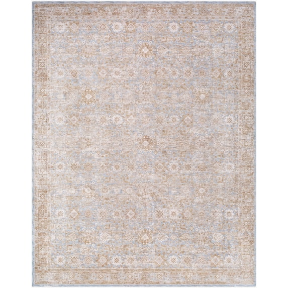 Mark&Day Area Rugs, 8ft Round Cassy Traditional Tan/Blue Area Rug, Cream Tan Sage Carpet for Living Room, Bedroom or Kitchen (7'10" Round)
