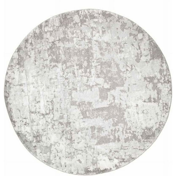 Mark&Day Area Rugs, 8ft Round Haakswold Modern Abstract Marble Shag Medium Gray Round Area Rug, Grey Black White Marble Swirl Carpet for Living Room, Bedroom or Kitchen (7'10" Round)