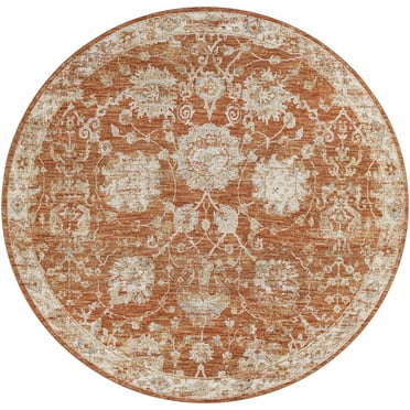 Mark&Day Area Rugs, 8ft Round Schoorl Traditional Burnt Orange Area Rug (7'10" Round)