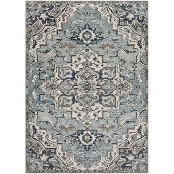 Mark&Day Area Rugs, 8x10 Acerra Traditional Navy Area Rug, Blue White Carpet for Living Room, Bedroom or Kitchen (7'10" x 9'10")