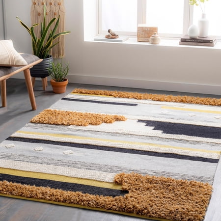Mark&Day Area Rugs, 8x10 Altforst Global Brown Area Rug, White Brown Grey Carpet for Living Room, Bedroom or Kitchen (8' x 10')