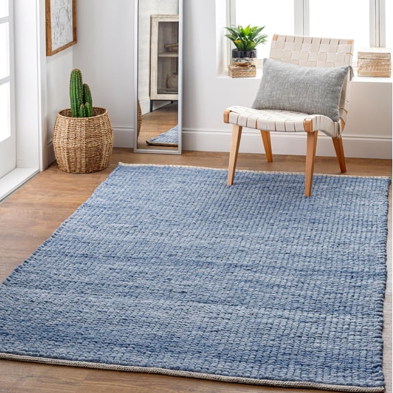 Mark&Day Wool Rugs, 8x10 Arwerd Modern Pale Blue Area Rug, Denim Dark Blue Carpet for Living Room, Bedroom or Kitchen (8' x 10')