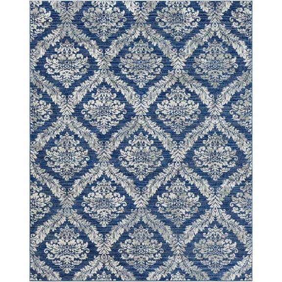 Mark&Day Area Rugs, 8x10 Bellburns Cottage Dark Blue Area Rug, White Dark Blue Carpet for Living Room, Bedroom or Kitchen (7'10" x 10'3")