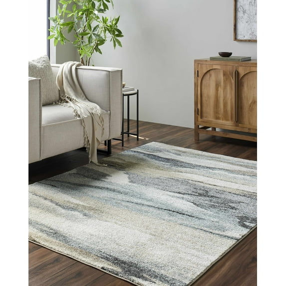 Mark&Day Area Rugs, 8x10 Bennington Modern Aqua Area Rug, Blue Grey Brown Carpet for Living Room, Bedroom or Kitchen (7'10" x 10')