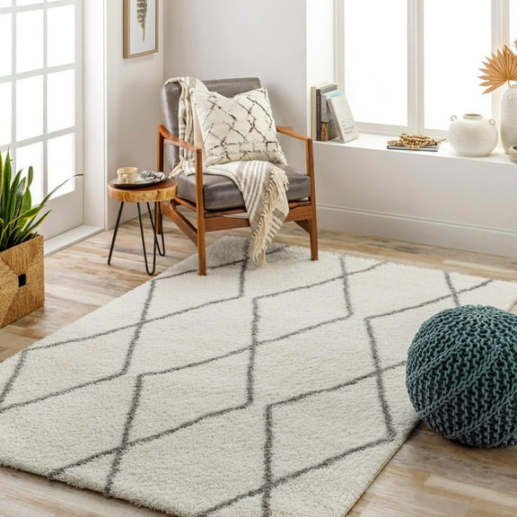 Mark&Day Area Rugs, 8x10 Bristow Modern Shag Ivory Area Rug, Ivory Grey Carpet for Living Room, Bedroom or Kitchen (7'10" x 10')
