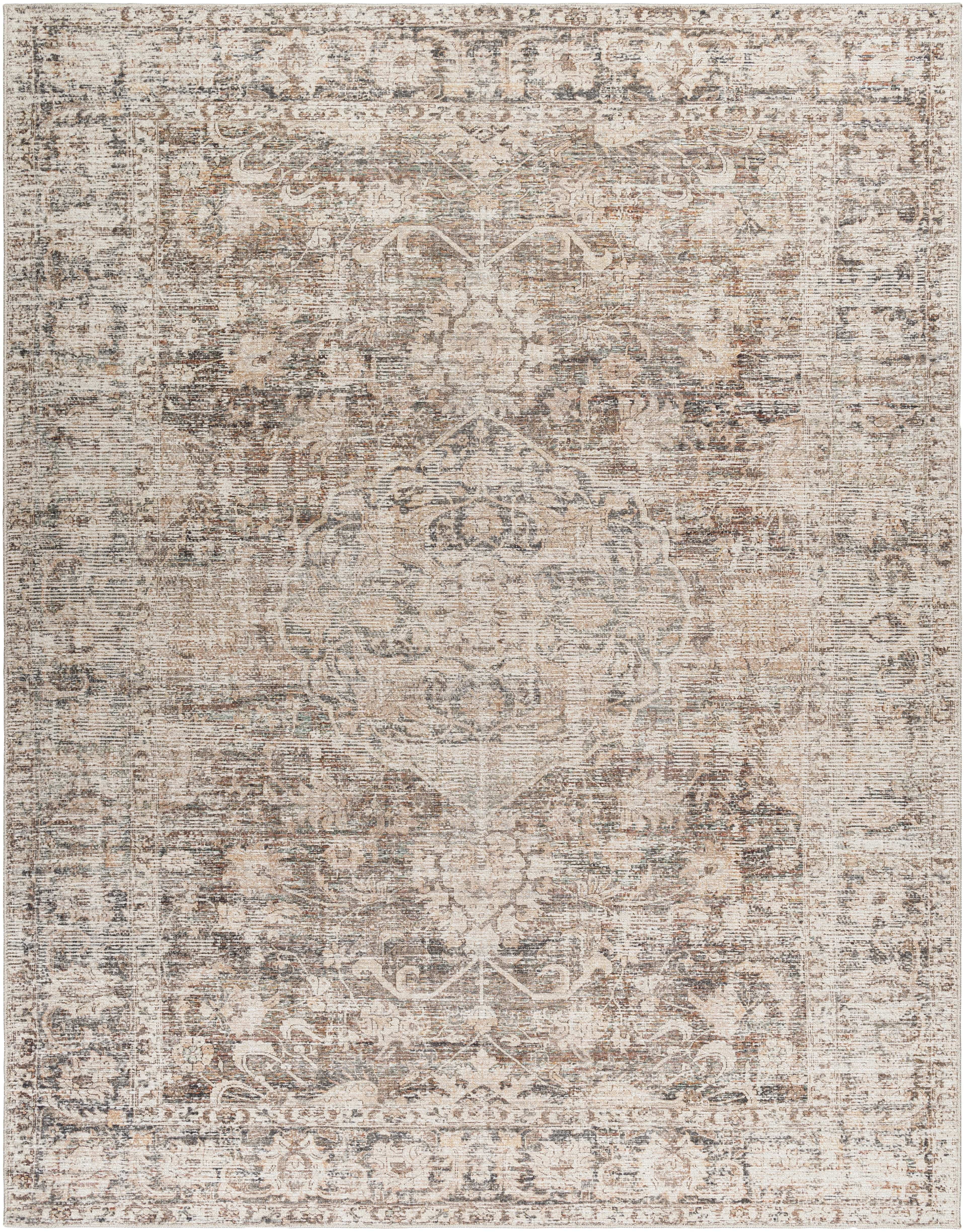 Candee Taupe and Gray Synthetic Fur Rectangular Area Rug 8' x 10'