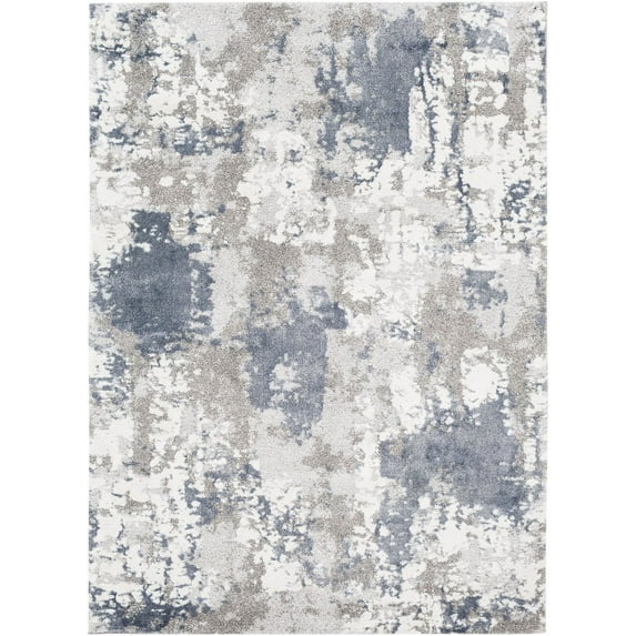 Mark&Day Area Rugs, 8x10 Ciel Modern Abstract Marble Shag Denim Area Rug, Blue Grey Ivory Marble Swirl Carpet for Living Room, Bedroom or Kitchen (7'10" x 10'3")