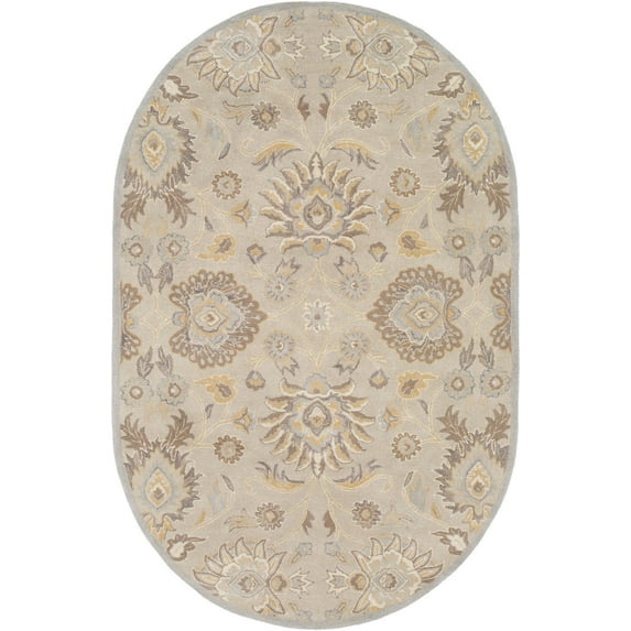 Mark&Day Wool Rugs, 8x10 Eckville Traditional Light Gray Oval Area Rug, Brown Ivory Carpet for Living Room, Bedroom or Kitchen (8' x 10' Oval)