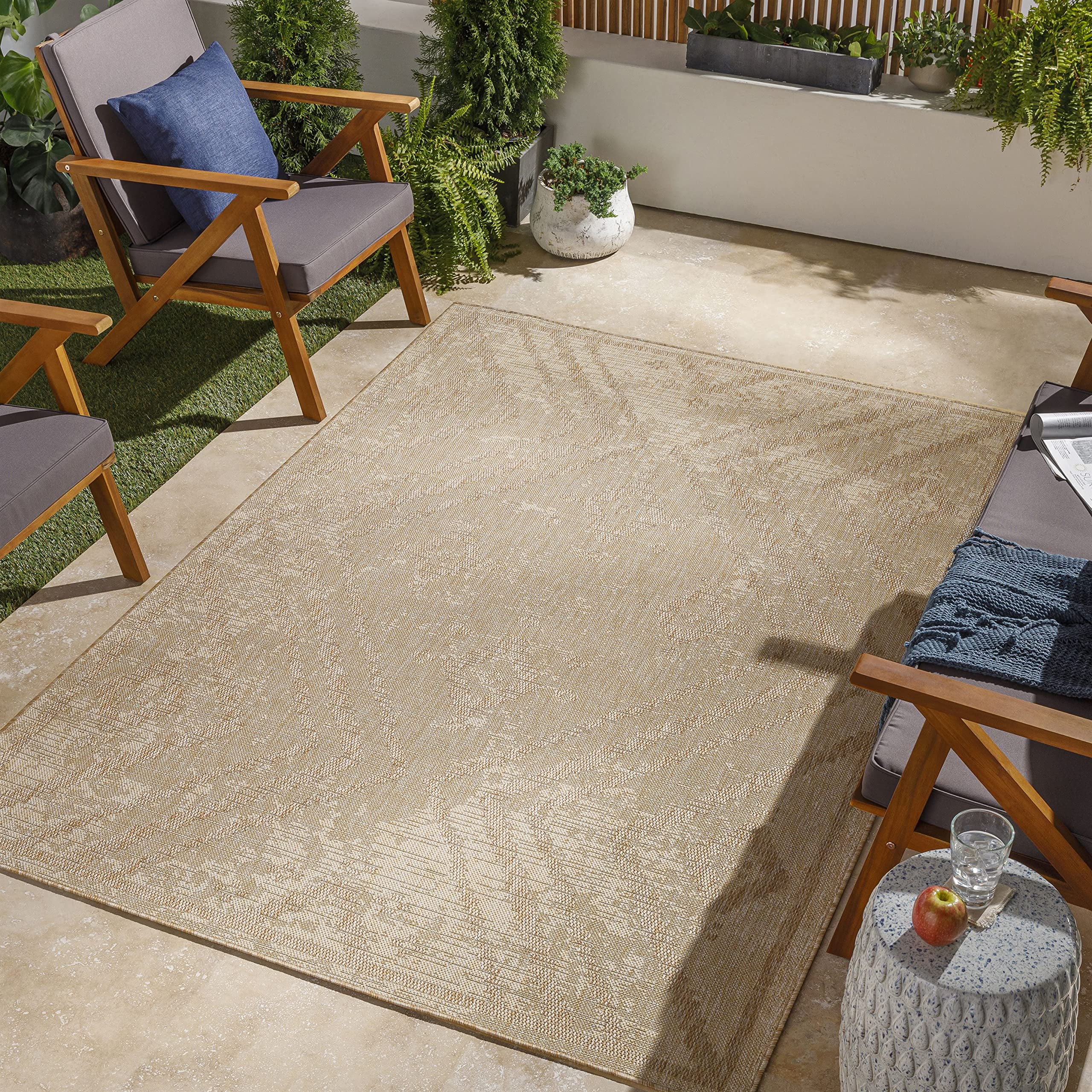 Mark&Day Outdoor Rugs, 8x10 Janesville Global Indoor/Outdoor Beige Area ...