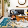 thumbnail image 1 of Mark&Day Area Rugs, 8x10 Loenzo Modern Aqua Area Rug, Blue Beige Cream Carpet for Living Room, Bedroom or Kitchen (7'10" x 10'), 1 of 7