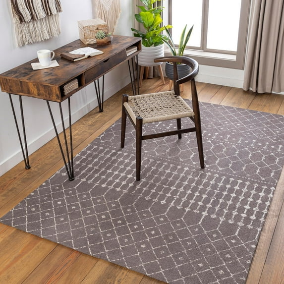 Mark&Day Area Rugs, 8x10 Nauerna Global Dark Brown Area Rug, Brown Cream Carpet for Living Room, Bedroom or Kitchen (8' x 10')