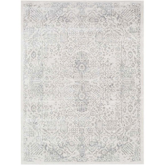 Mark&Day Area Rugs, 8x10 Peize Traditional Medium Gray Area Rug, Grey White Carpet for Living Room, Bedroom or Kitchen (7'10" x 10')
