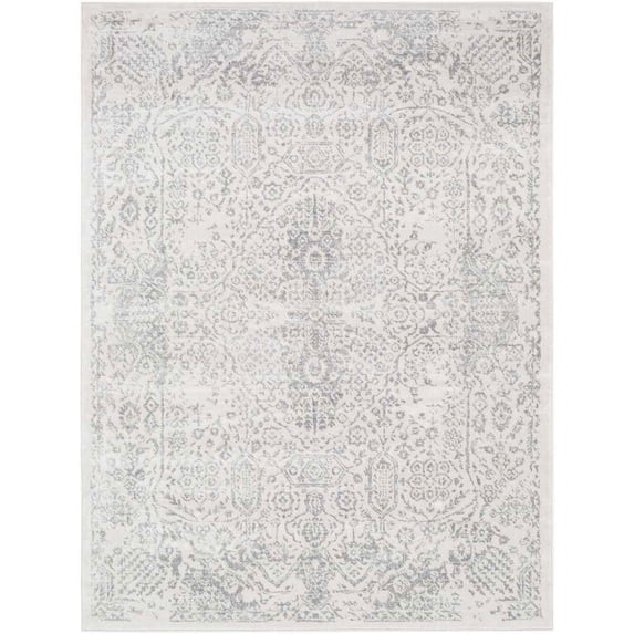 Mark&Day Area Rugs, 8x10 Peize Traditional Medium Gray Area Rug, Grey White Carpet for Living Room, Bedroom or Kitchen (7'10" x 10')