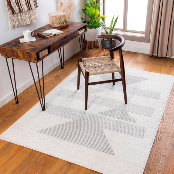Mark&Day Area Rugs, 8x10 Plasmolen Modern White Area Rug, White Grey Carpet for Living Room, Bedroom or Kitchen (7'10" x 10')