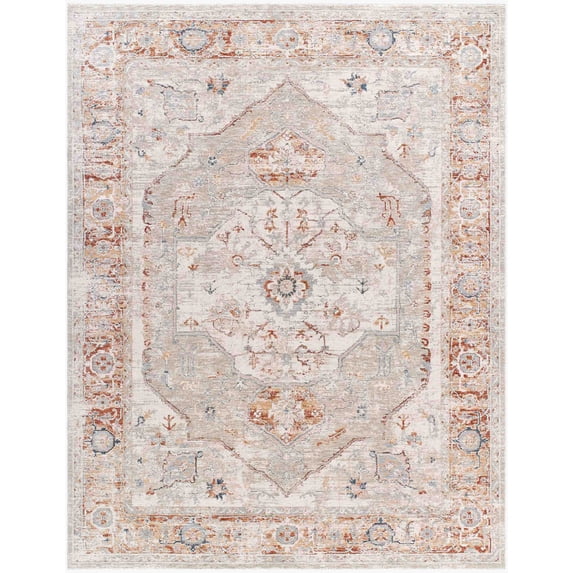 Mark&Day Area Rugs, 8x10 Ramia Traditional Cream/Slate Area Rug, Beige Yellow Blue Carpet for Living Room, Bedroom or Kitchen (7'10" x 10'2")