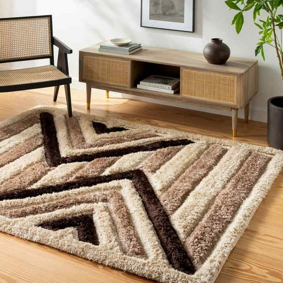 Mark&Day Area Rugs, 8x10 Scandia Modern Shag Beige Area Rug, Brown Beige Carpet for Living Room, Bedroom or Kitchen (7'10" x 10')