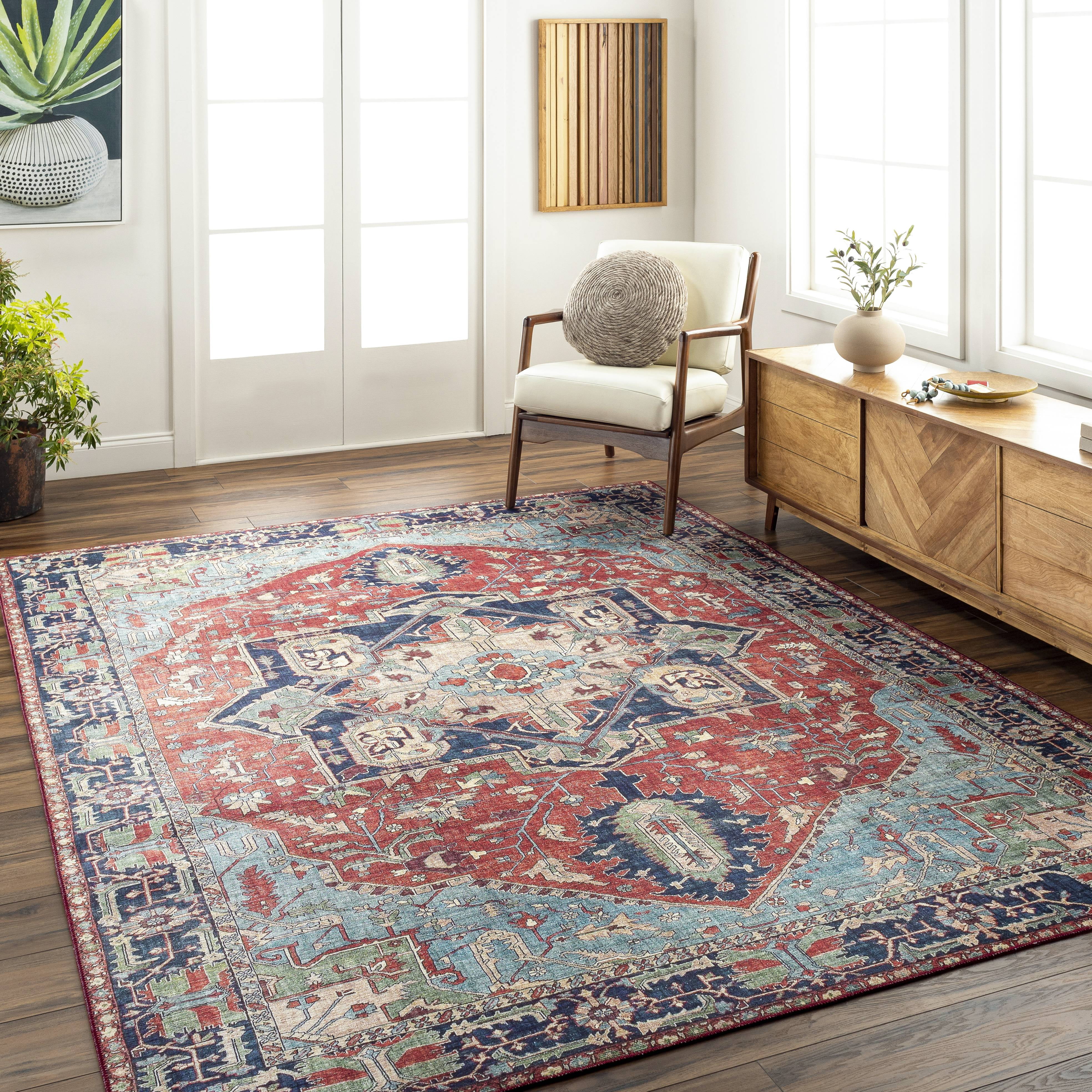 Mark&Day Area Rugs, 8x10 Vosges Traditional Bright Red Area Rug, Red ...