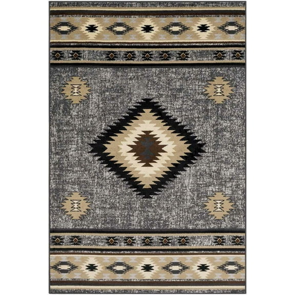 Mark&Day Area Rugs, 8x11 Oxbow Rustic Charcoal Area Rug, Grey Black Brown Carpet for Living Room, Bedroom or Kitchen (7'10" x 11'2")