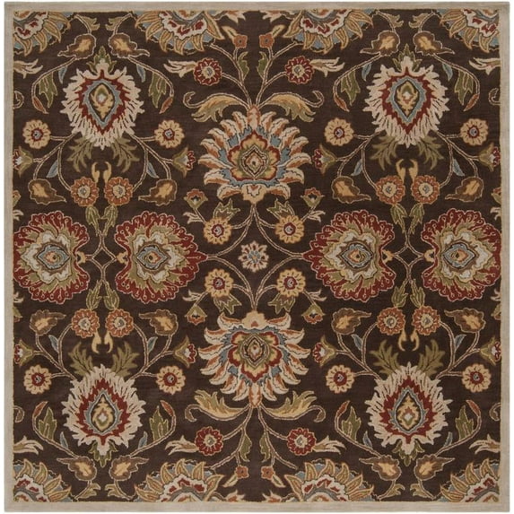 Mark&Day Wool Rugs, 8x8 Eckville Traditional Dark Brown Square Area Rug, Brown Beige Carpet for Living Room, Bedroom or Kitchen (8' Square)