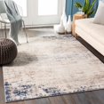 thumbnail image 1 of Mark&Day Area Rugs, 8x8 Sherborne Modern Abstract Marble Blue/Ivory Square Area Rug, Grey Blue Ivory Marble Swirl Carpet for Living Room, Bedroom or Kitchen (7'10" Square), 1 of 8
