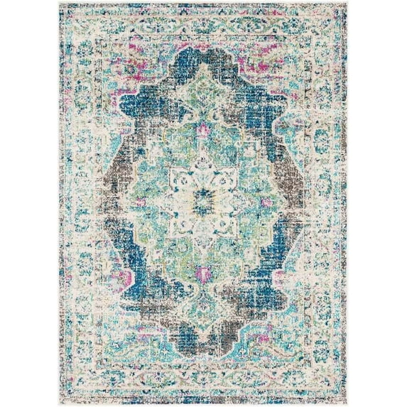 Mark&Day Area Rugs, 9x13 Aria Traditional Navy Area Rug, Blue White Carpet for Living Room, Bedroom or Kitchen (9' x 12'3")