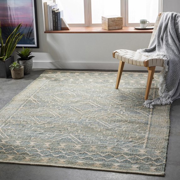 Mark&Day Jute Rugs, 9x12 Bankert Global Sage Area Rug, Blue Cream Brown Carpet for Living Room, Bedroom or Kitchen (8'10" x 12')