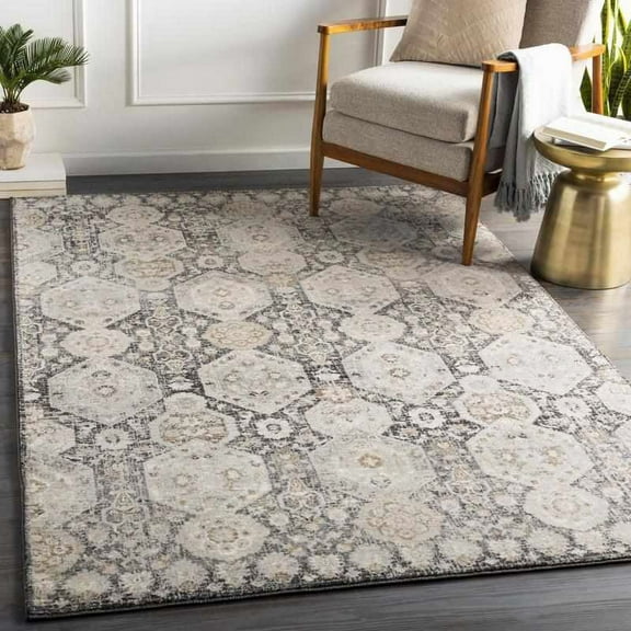 Mark&Day Area Rugs, 9x12 Geelbroek Traditional Black Area Rug, Charcoal Grey Brown Carpet for Living Room, Bedroom or Kitchen (9' x 12'4")