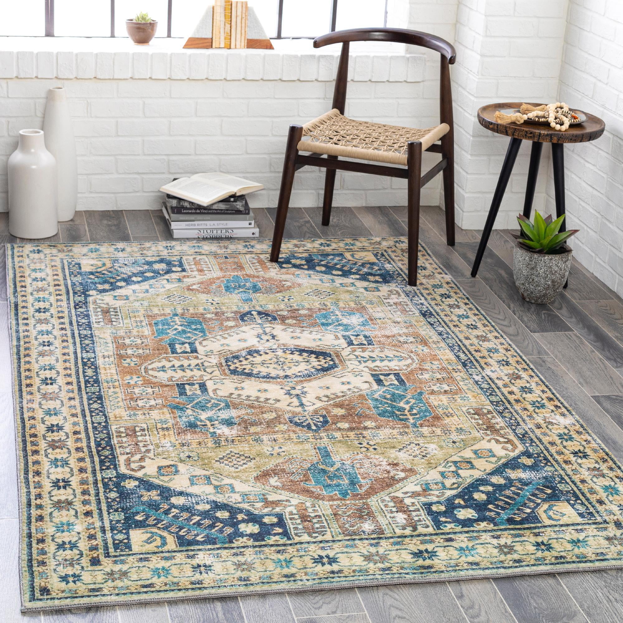 Mark&Day Area Rugs, 9x12 Heesboom Traditional Teal Area Rug (8'10" x 12