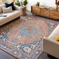 thumbnail image 1 of Mark&Day Area Rugs, 9x12 Luchen Traditional Dark Blue Area Rug, Blue Orange Brown Carpet for Living Room, Bedroom or Kitchen (9' x 12'), 1 of 9