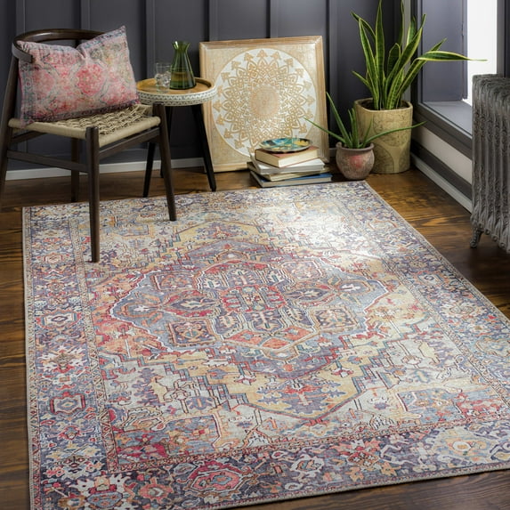 Mark&Day Area Rugs, 9x12 Manche Traditional Burnt Orange Area Rug, Red Blue Beige Carpet for Living Room, Bedroom or Kitchen (9' x 12')