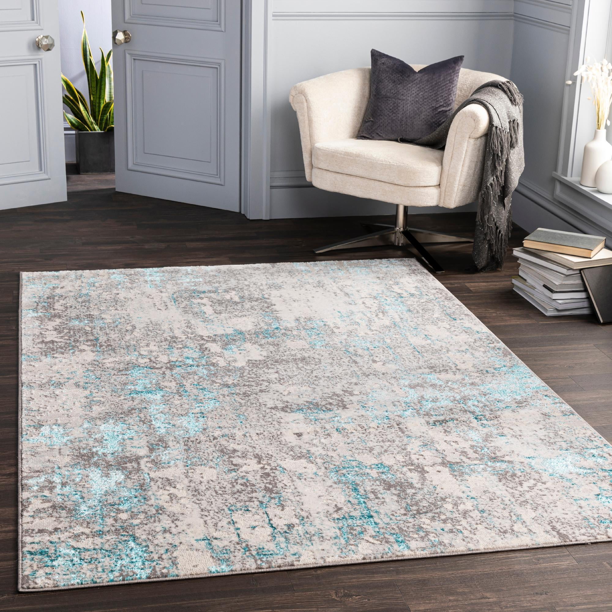 Mark&Day Area Rugs, 9x12 Rijt Modern Teal Area Rug (9' x 12') - Walmart.com