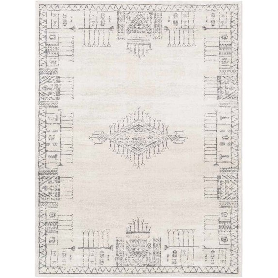 Mark&Day Area Rugs, 9x12 Sandebuur Global Medium Gray Area Rug, Grey White Carpet for Living Room, Bedroom or Kitchen (9' x 12'3")