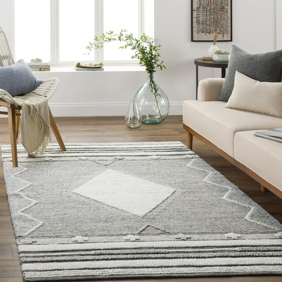 Mark&Day Area Rugs, 9x12 Spang Global Light Gray Area Rug, Grey Beige Carpet for Living Room, Bedroom or Kitchen (8'10" x 12')
