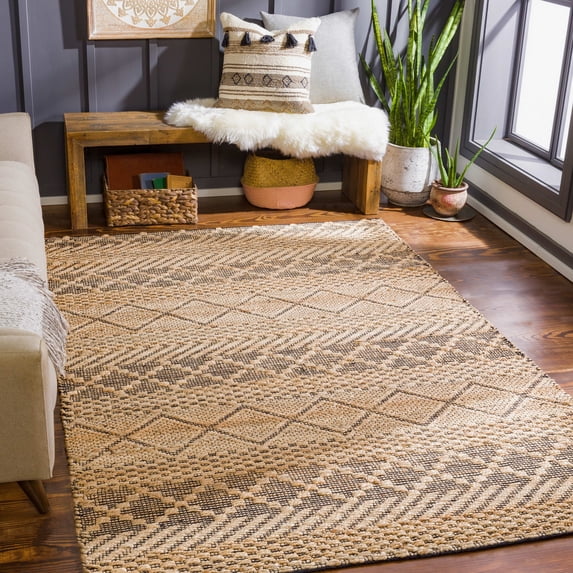 Mark&Day Area Rugs, 9x12 Sue Global Tan Area Rug, Brown Black Carpet for Living Room, Bedroom or Kitchen (8'10" x 12')