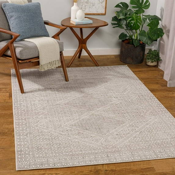 Mark&Day Area Rugs, 9x12 Williams Creek Global Light Gray Area Rug, Beige Grey Carpet for Living Room, Bedroom or Kitchen (8'10" x 12')