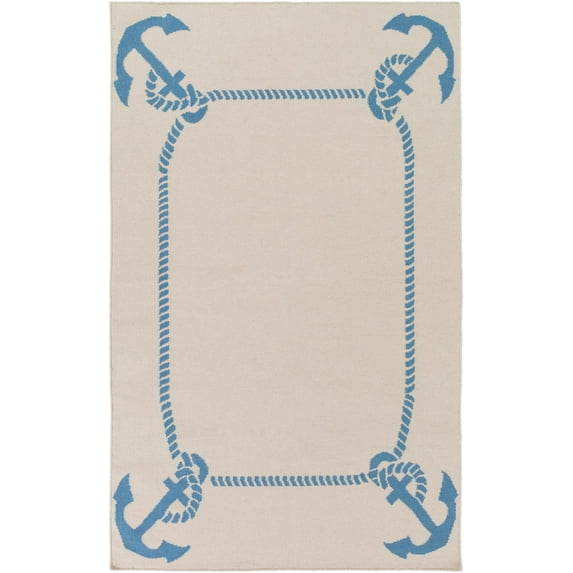 Mark&Day Wool Rugs, 9x13 Blountsville Coastal Beige Area Rug, Green Blue Carpet for Living Room, Bedroom or Kitchen (9' x 13')