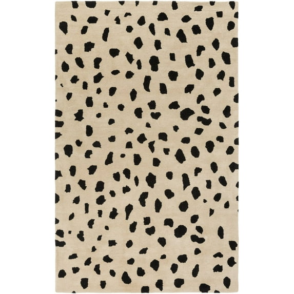 Mark&Day Wool Animal Print Rugs, 9x13 Sanremo Modern Cheetah Leopard Beige Area Rug, Beige Black Carpet for Living Room, Bedroom or Kitchen (9' x 13')