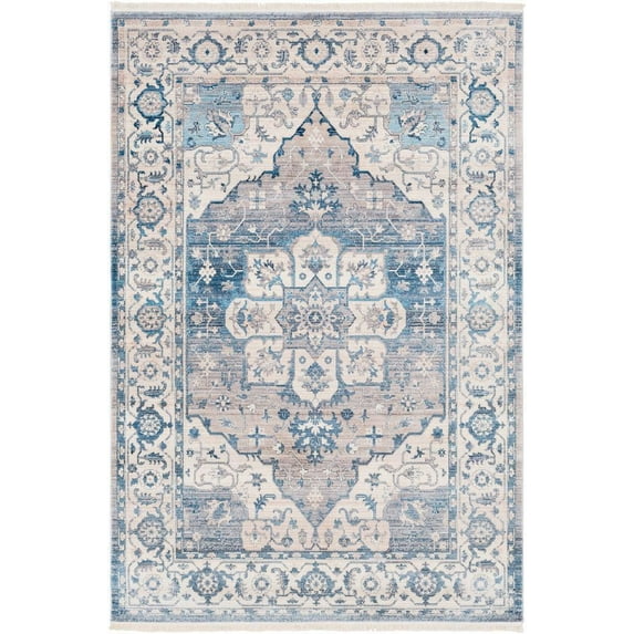 Mark&Day Area Rugs, 9x13 Tara Traditional Sky Blue Area Rug, Blue White Carpet for Living Room, Bedroom or Kitchen (9' x 12'10")