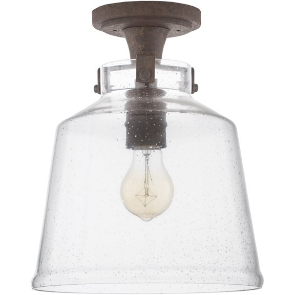 Mark&Day Chandelier Pendant Lights, Gallizien Glass, Iron Global Clear Drum Ceiling Light Fixture for Kitchen Island, Foyer, Dining Room, Bedroom and Living Room (12" H x 10" W x 10" D)