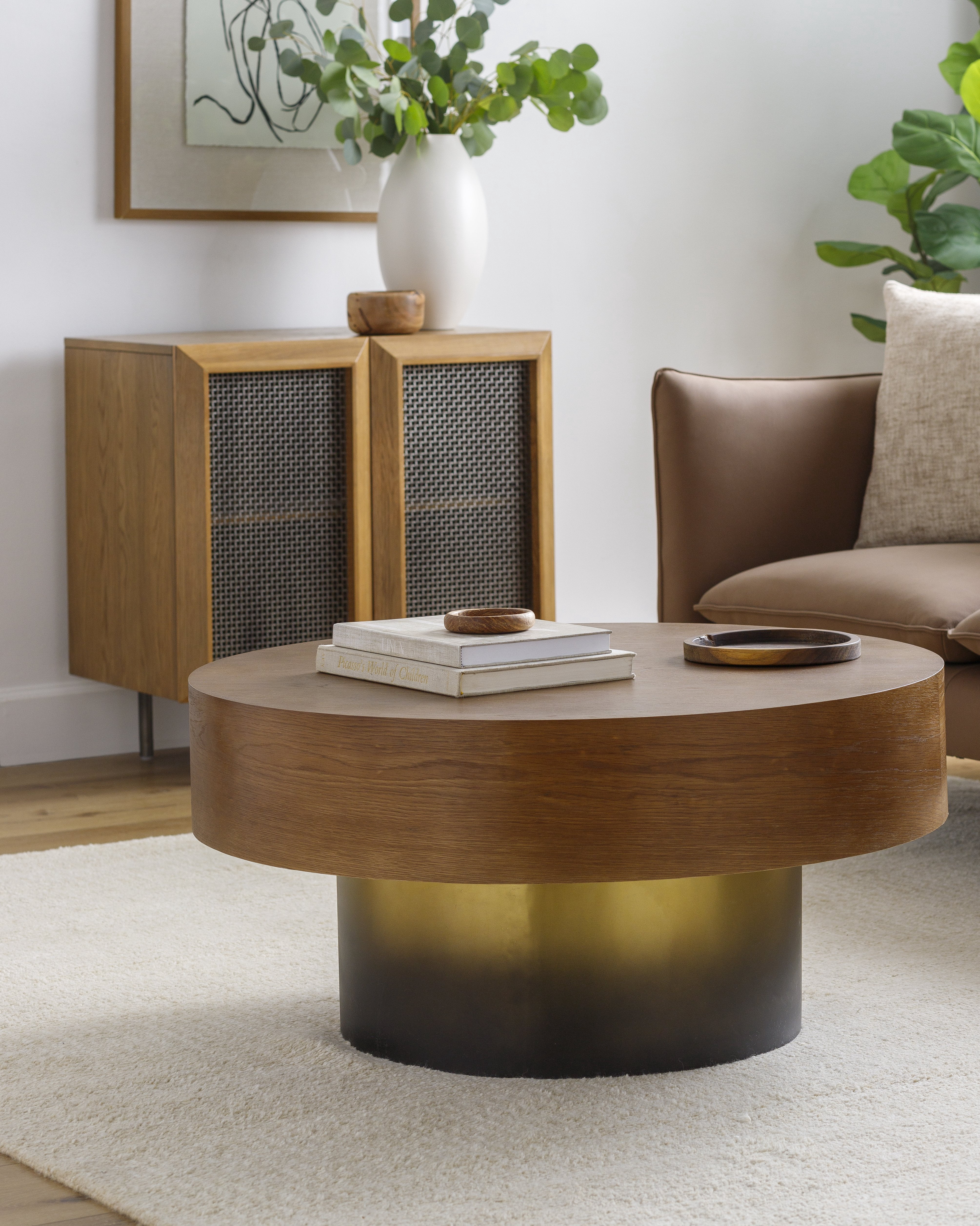 Mark&Day Coffee Table - Raechell Modern Minimalist Dark Brown Round ...