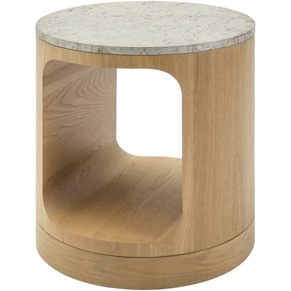 Mark&Day End Table - Jaremy Modern Beige/Brown Round End Tables for Living Room, Bedroom Night Stand Side Tables - Office & Home Decor Furniture (22" H x 20" W x 20" D)