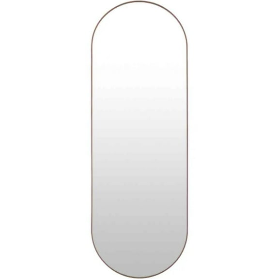 Mark&Day Full Length Mirror, Ellyn Modern Dark Brown Oval Standing Leaning Vanity Wall Mirrors for Bedroom Living Room or Bathroom, Natural Aluminum Frame Large Floor Mirror (65" H x 22" W)