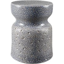 Mark&Day Garden Stools - Buchans Blue/Cream Ceramic Decorative Garden Stool - Modern Indoor Outdoor Chinoiserie Decor - Patio Garden Room Furniture Piece (17" H x 13" W x 13" D)