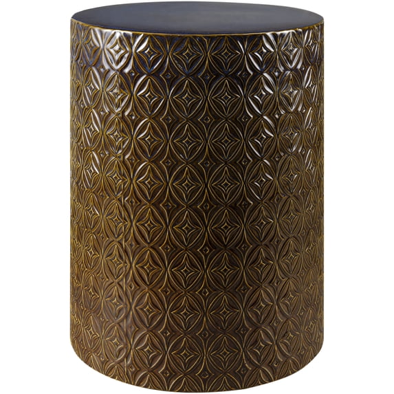 Mark&Day Garden Stools - Cassi Brown Ceramic Decorative Garden Stool - Modern Indoor Outdoor Chinoiserie Decor - Patio Garden Room Furniture Piece (19" H x 13" W x 13" D)