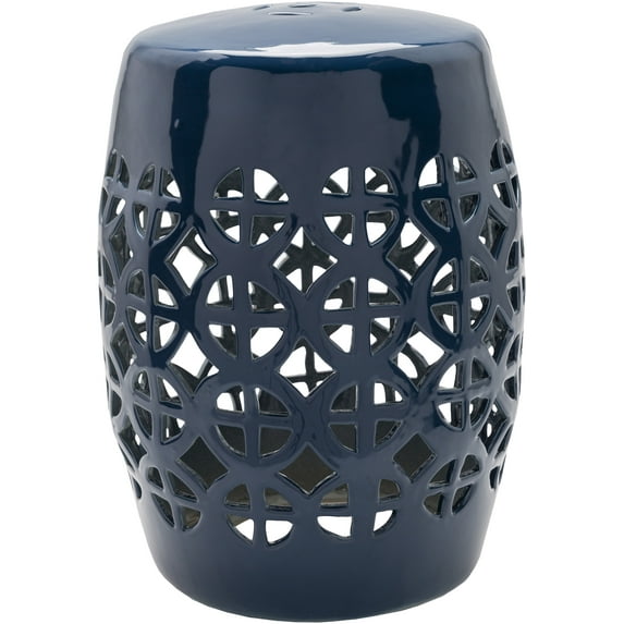 Mark&Day Garden Stools - Pondorf Navy Ceramic, Porcelain Decorative Garden Stool - Global Indoor Outdoor Chinoiserie Decor - Patio Garden Room Furniture Piece (18" H x 13" W x 13" D)