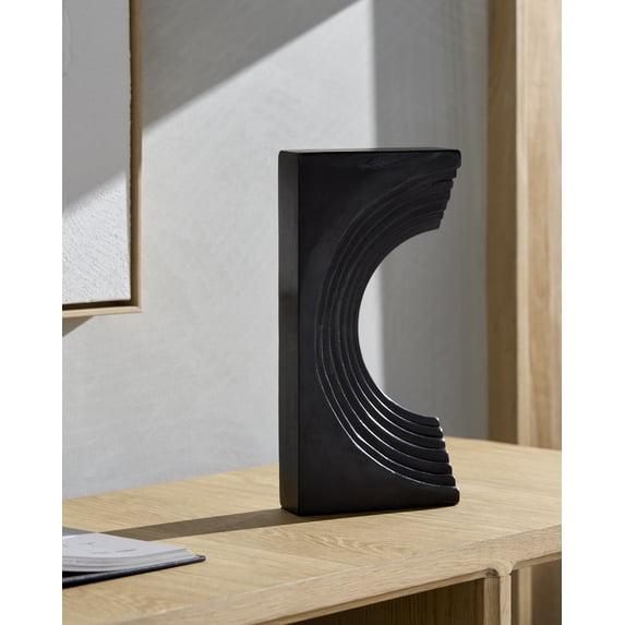 Mark&Day Home Decor Accents, Farah Modern Black Sculpture, Marble Natural Statue for Living Room and Office, Free Standing Coffee Console Table Decorative Sculptures (13" H x 6" W x 2" D)