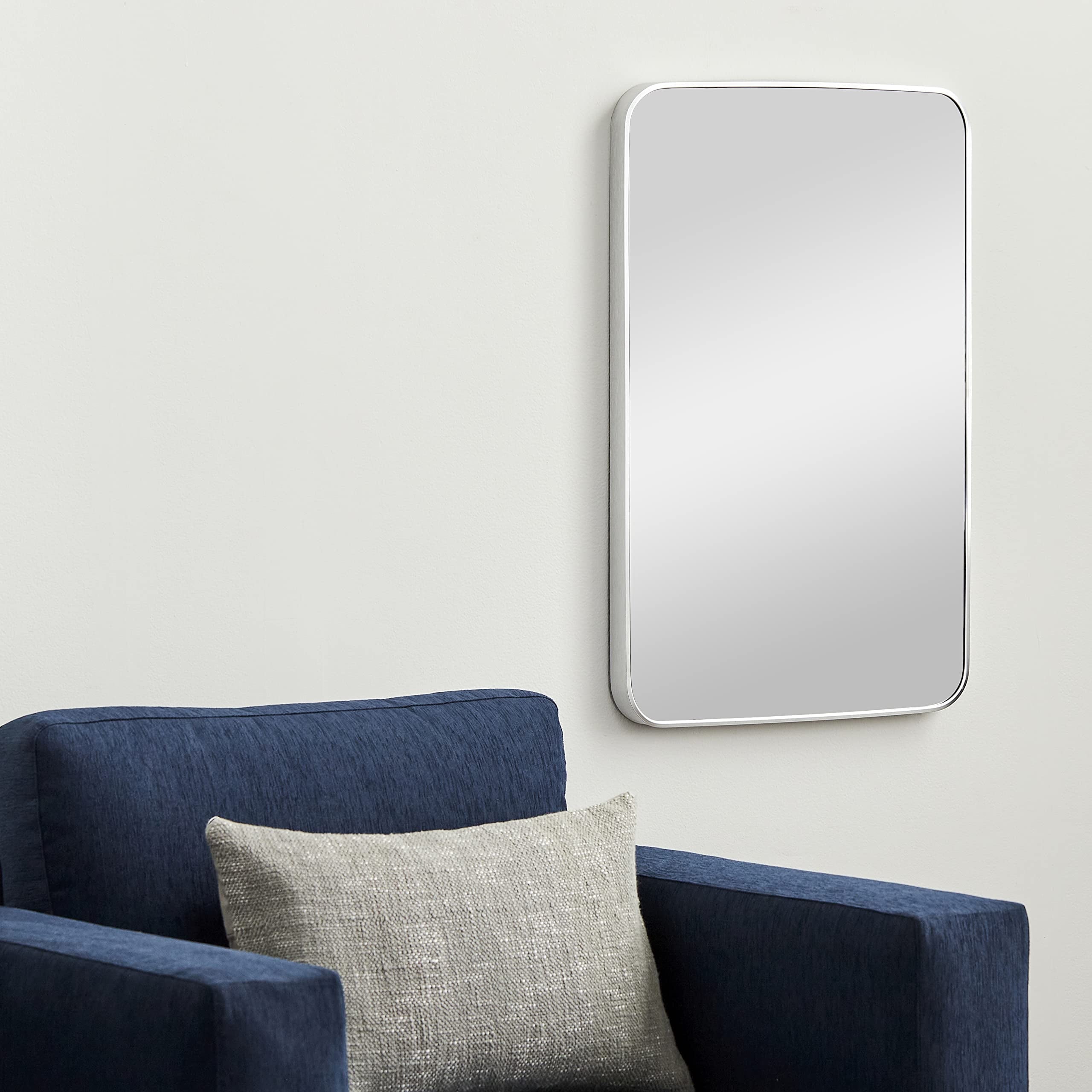 Renna Modern Silver Rectangular Wall Mirror