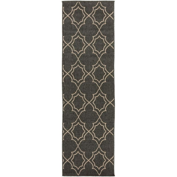 Mark&Day Outdoor Rugs, 2x12 Liam Cottage Indoor/Outdoor Black Runner Area Rug, Non Shedding Black Beige Carpet for Patio, Porch, Deck, Bedroom, Living Room or Kitchen (2'5" x 11'10" Runner)