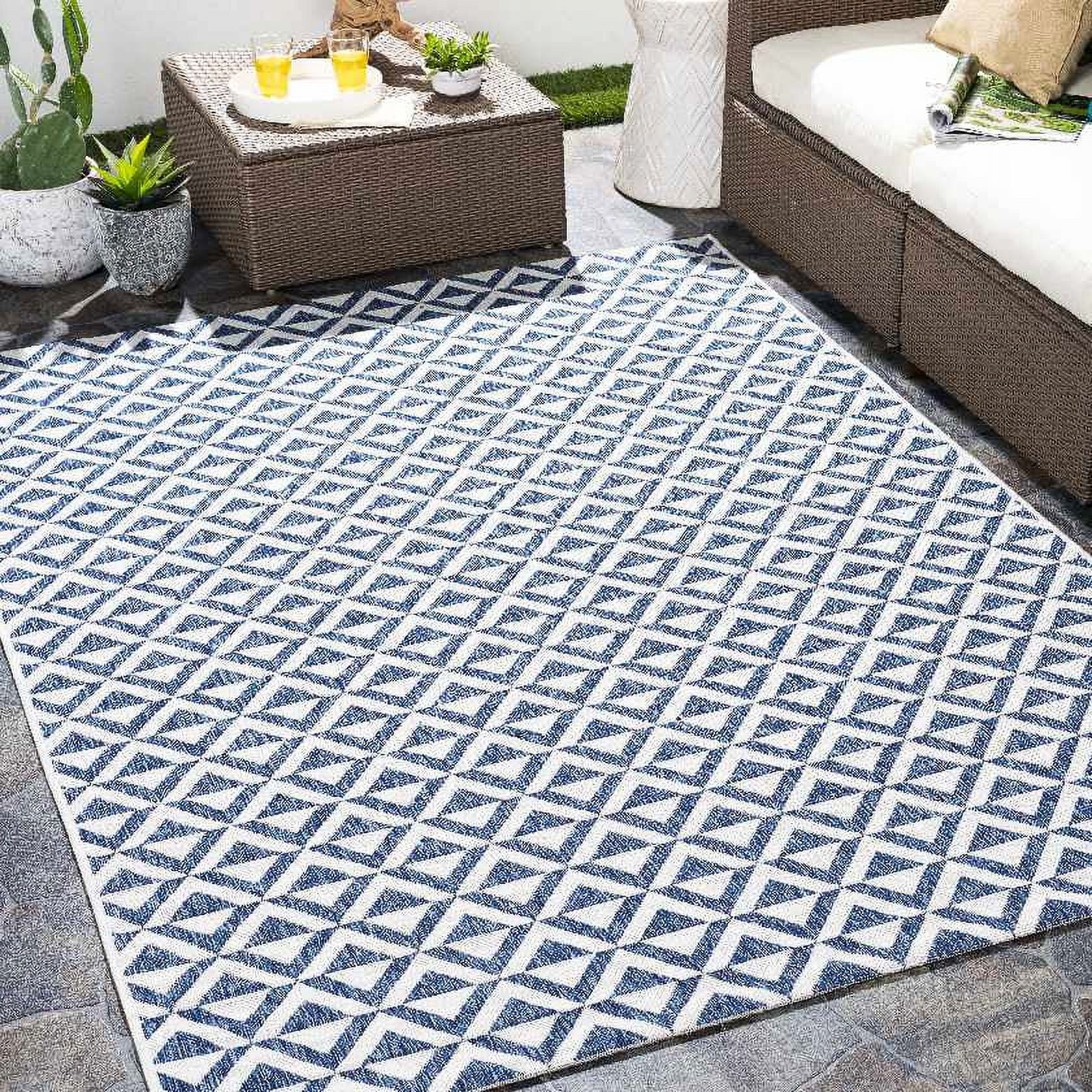 Mark&Day Outdoor Area Rugs, 2x3 Akkrum Modern Indoor/Outdoor Blue Area ...